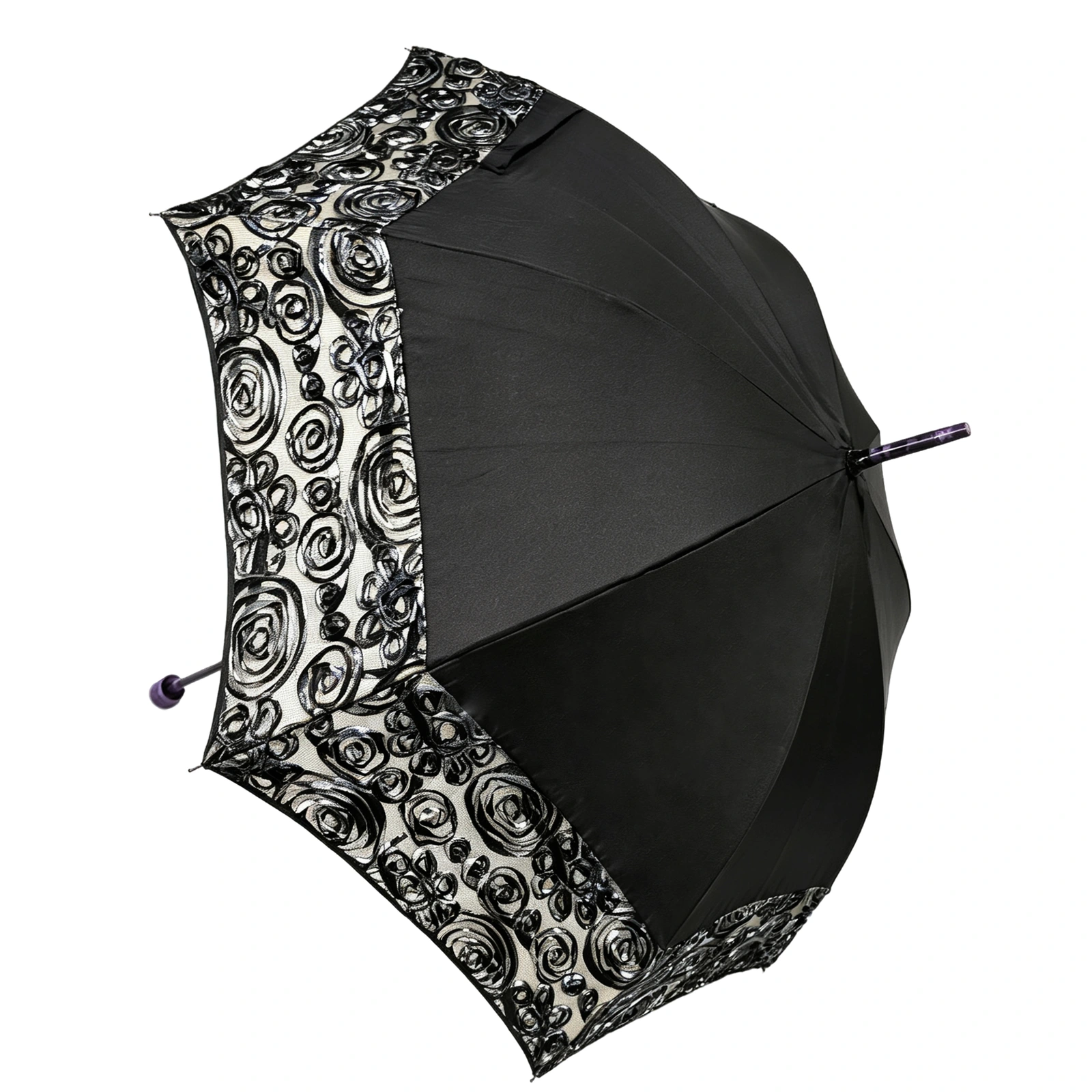 Long Umbrella with Lace Mesh and Pongee Panels — Product image 2
