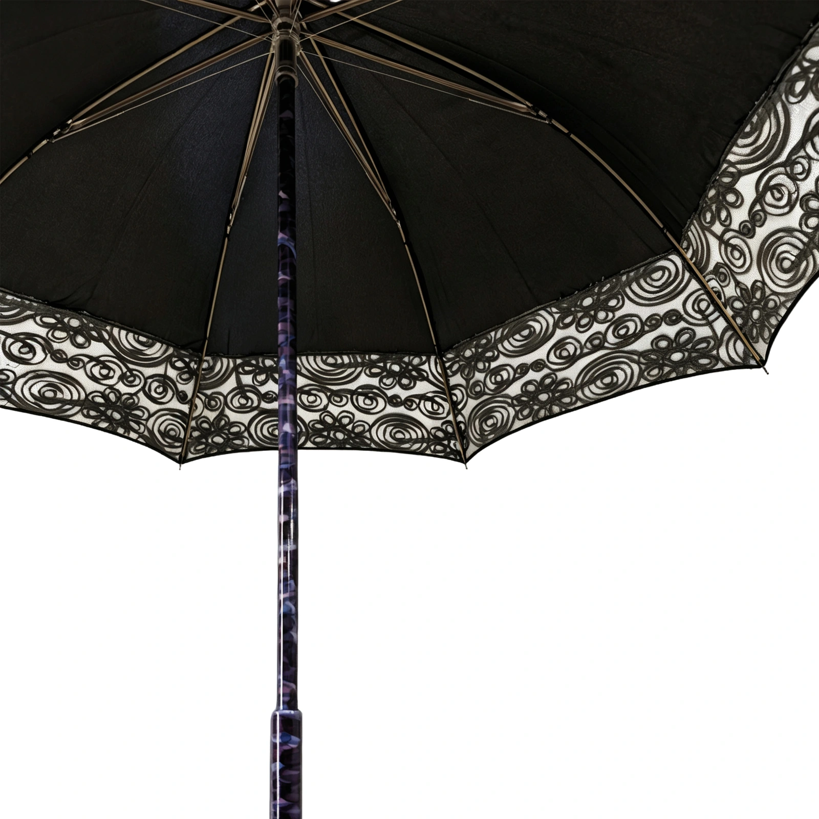 Long Umbrella with Lace Mesh and Pongee Panels — Product image 3
