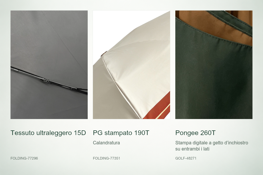 Guida ai tessuti per ombrelli · 15D / 190T / 260T