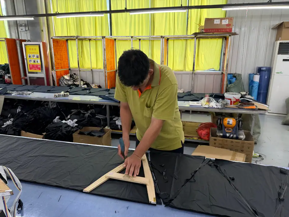 Umbrella canopy panel cutting
