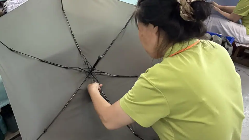 Umbrella canopy sewing and assembly