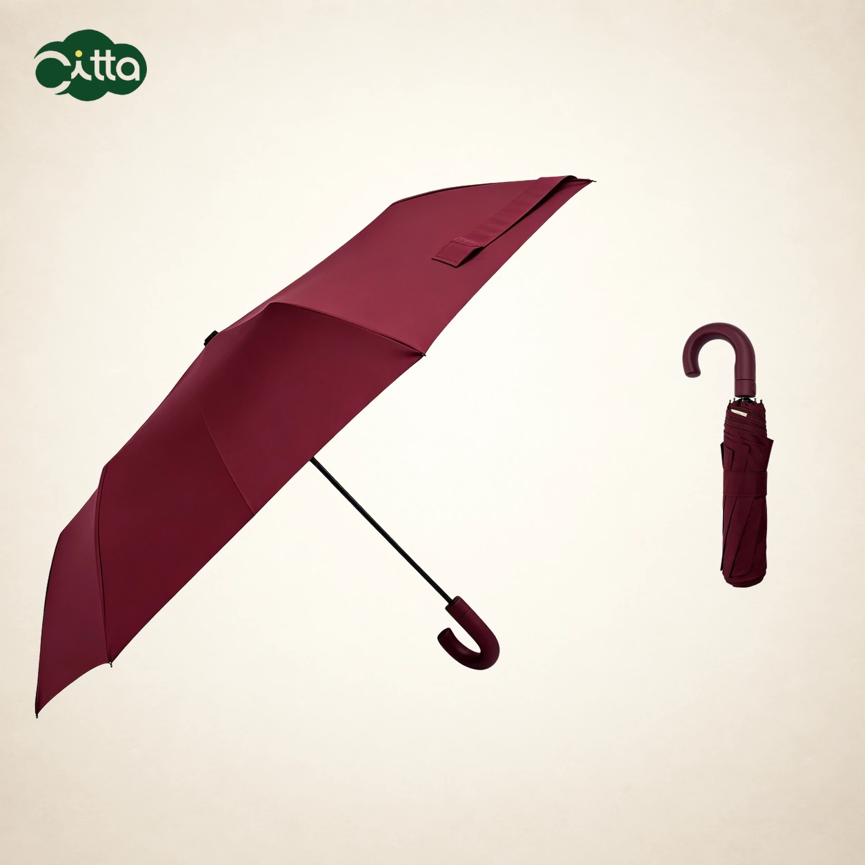 Fashionable Crook Handle 3 Section Windproof Automatic Umbrella