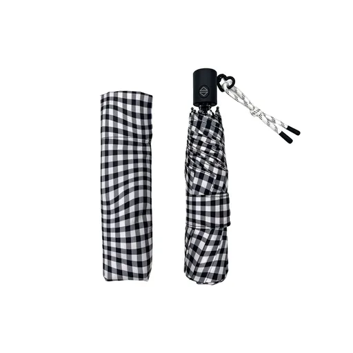 Minimalist Checkered 3-Fold Auto Open-Close Umbrella — Product image 6