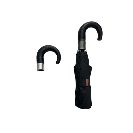 Business 3-Fold Auto Open-Close Umbrella with PVC-Wrapped Crook Handle — Product image 3